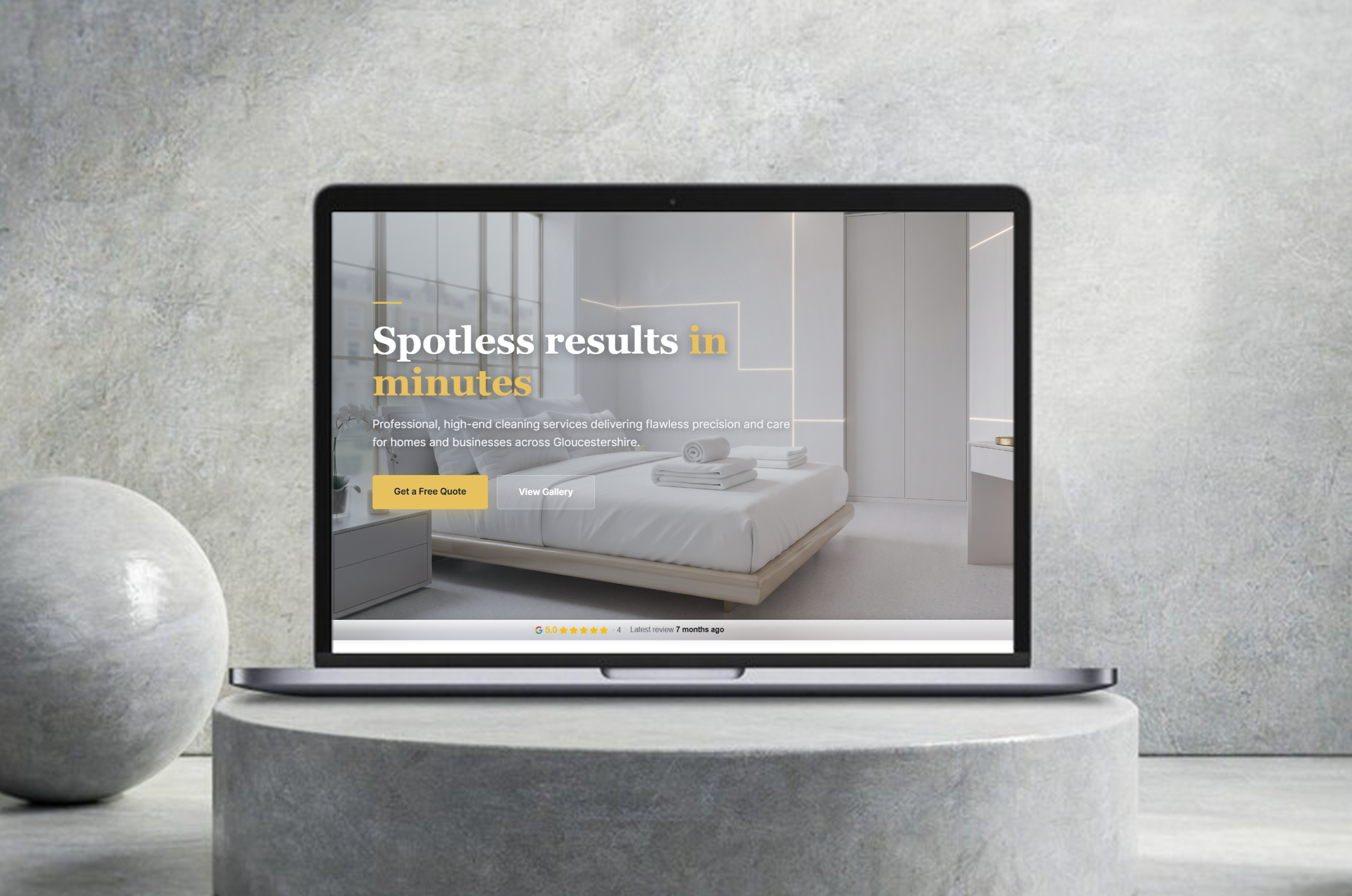 Sparkli Cleaning website on a laptop
